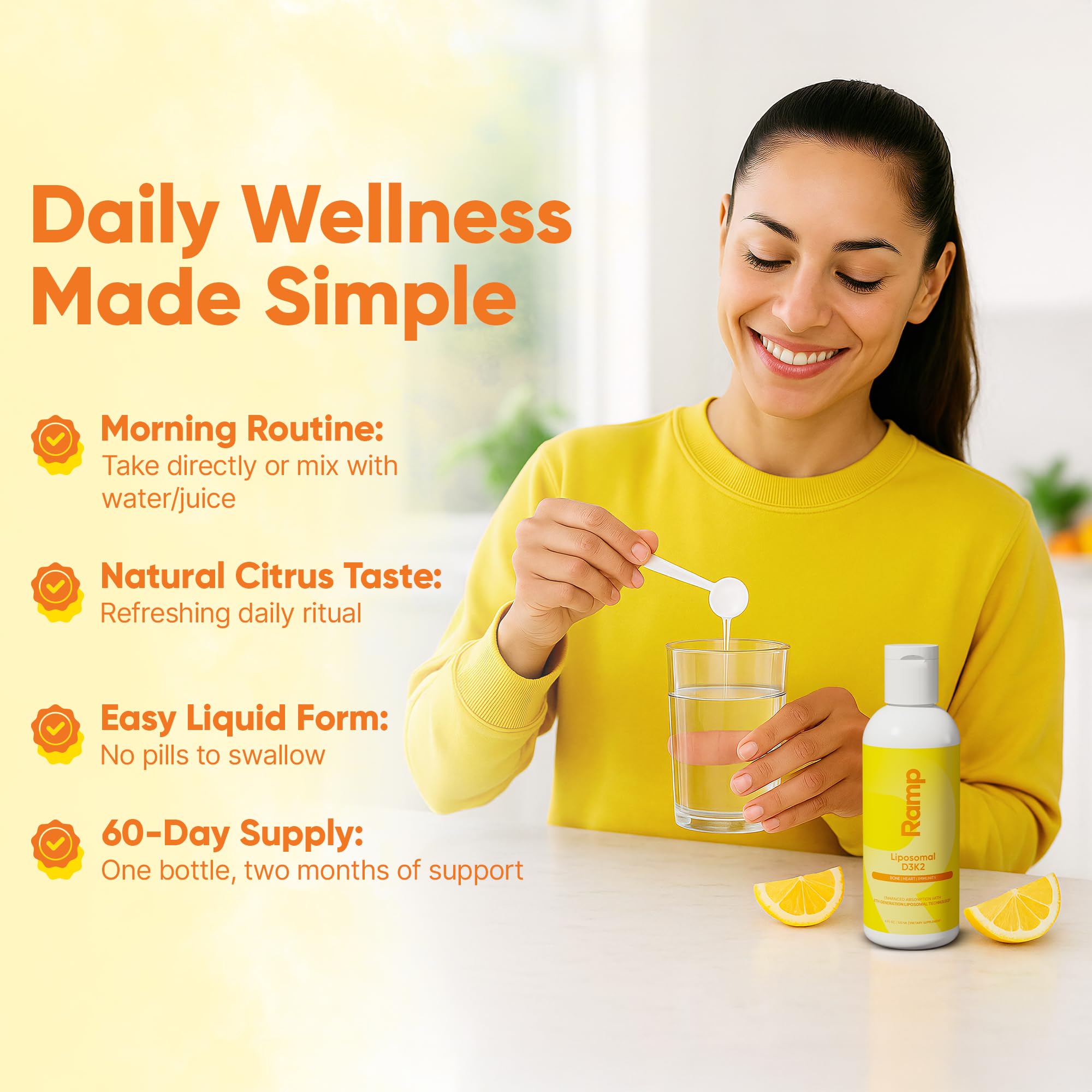 Liposomal D3 K2 Liquid – Vitamin D3 2500IU + K2 MK-7 200mcg – Bone Density, Calcium Absorption & Immune Support – Liquid Vitamin D Drops – Vegan, Non-GMO – 60 Servings — Amazon image 4