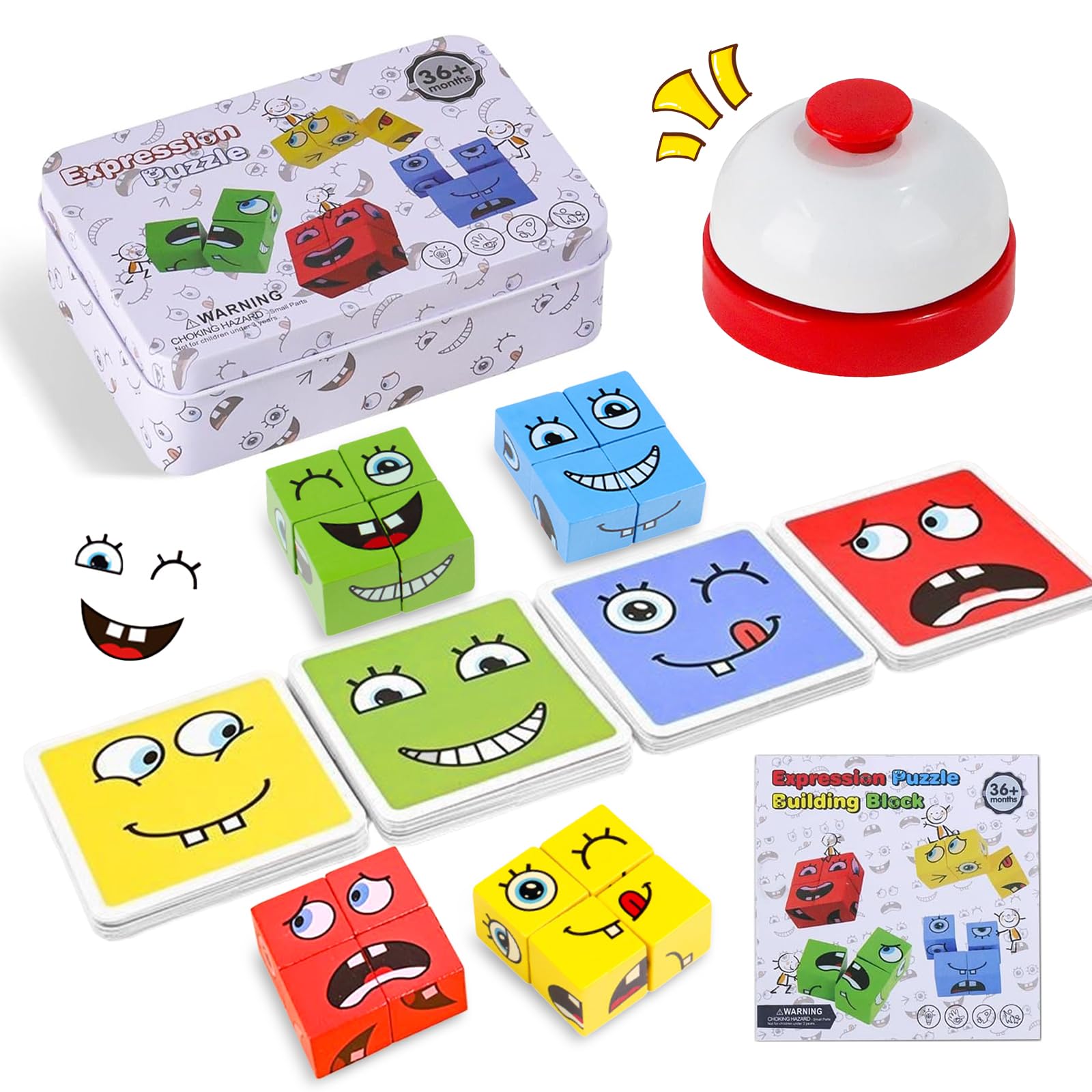Puzzle z drewnianymi kostkami – puzzle z kostkami – z dzwonkami – gra logiczna dla młodzieży, na konkursy i czas rodzinny, rozwijanie zdolności