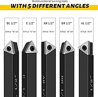 Vista 6 de Herramientas de corte de torno de metal,5 juegos de brocas de corte de metal de carburo de 1/2", herramienta de torneado de torno