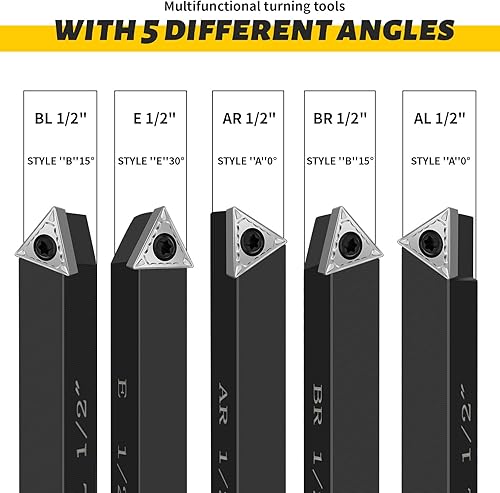 Miniatura 6 de Herramientas de corte de torno de metal,5 juegos de brocas de corte de metal de carburo de 12", herramienta de torneado de torno