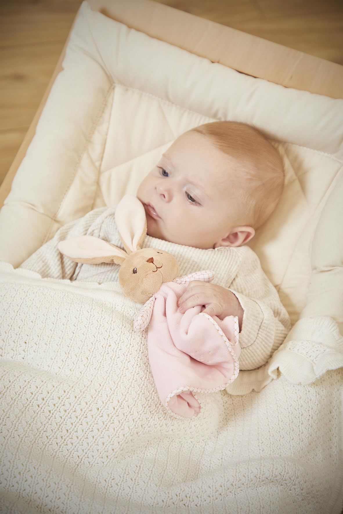 KALOO - Doudou Rond en Forme de Lapin - Rose - Style Vichy - Taille 24 cm - Peluche Douce et Moelleuse pour Bébé - Compagnon Tendre Dès la Naissance - Idéal Cadeau de Naissance - K214016