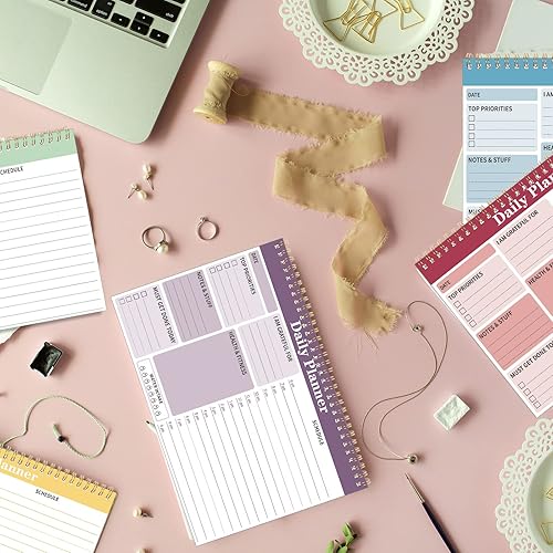 Miniatura 6 de Paquete de 8 bloc de notas semanal y diario, planificador de notas en espiral, lista de tareas para planificar tareas diarias, lista de tareas para