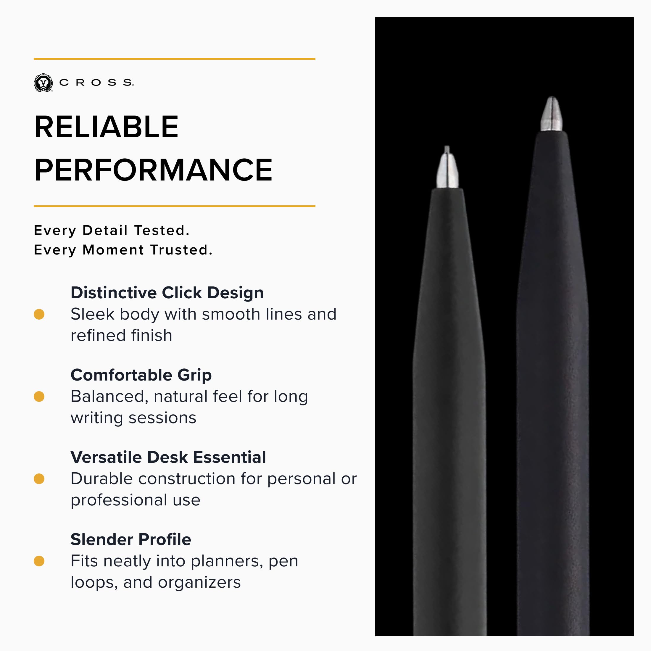 CROSS Click Classic - Penna a sfera ricaricabile nera e portamine da 0,5 mm, in confezione regalo premium
