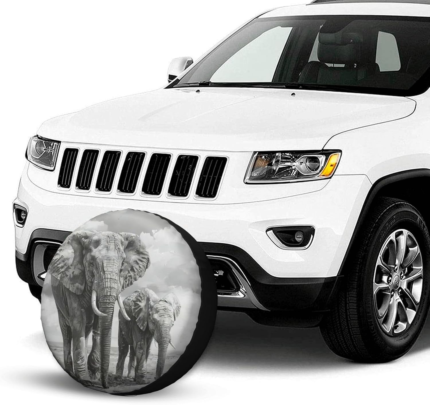 Old Elephant and Young Elephant Print Tire Cover Universal Spare Wheel for Trailer Rv SUV Truck Camper Travel Accessories