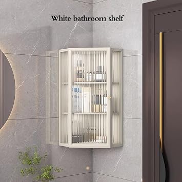 Corner Triangular Wall Cabinet Bathroom Wall Hanging Storage Shelves Living Room Multi-layer Organizing Cabinet With Door Kitchen Cupboard Save Space(Black)