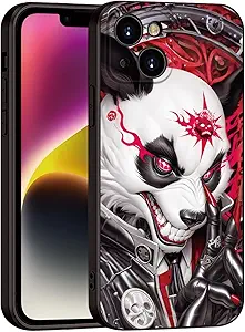 Printed with Panda for iPhone 14 case, Dark Mechanical Panda Unique Silicone Soft Shockproof Phone Case - Fierce Tattoos, Trendy Choice (A1-Cool Pandas)