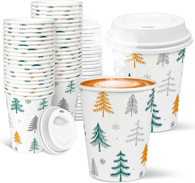 Amazon.com: Charmount 40 Pack 8 oz Paper Coffee Cups with Lids ...
