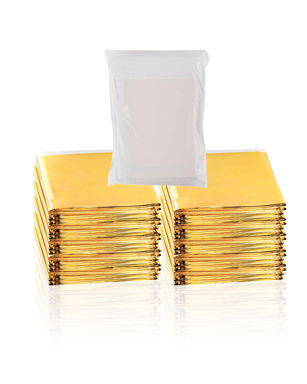 20 Pezzi Coperta Termica Emergenza,Materiale PET Resistente allo Strappo Coperta Termica,Impermeabile Coperta,Riflettente,210 × 160 CM,Oro Argento,Confezionata Singolarmente