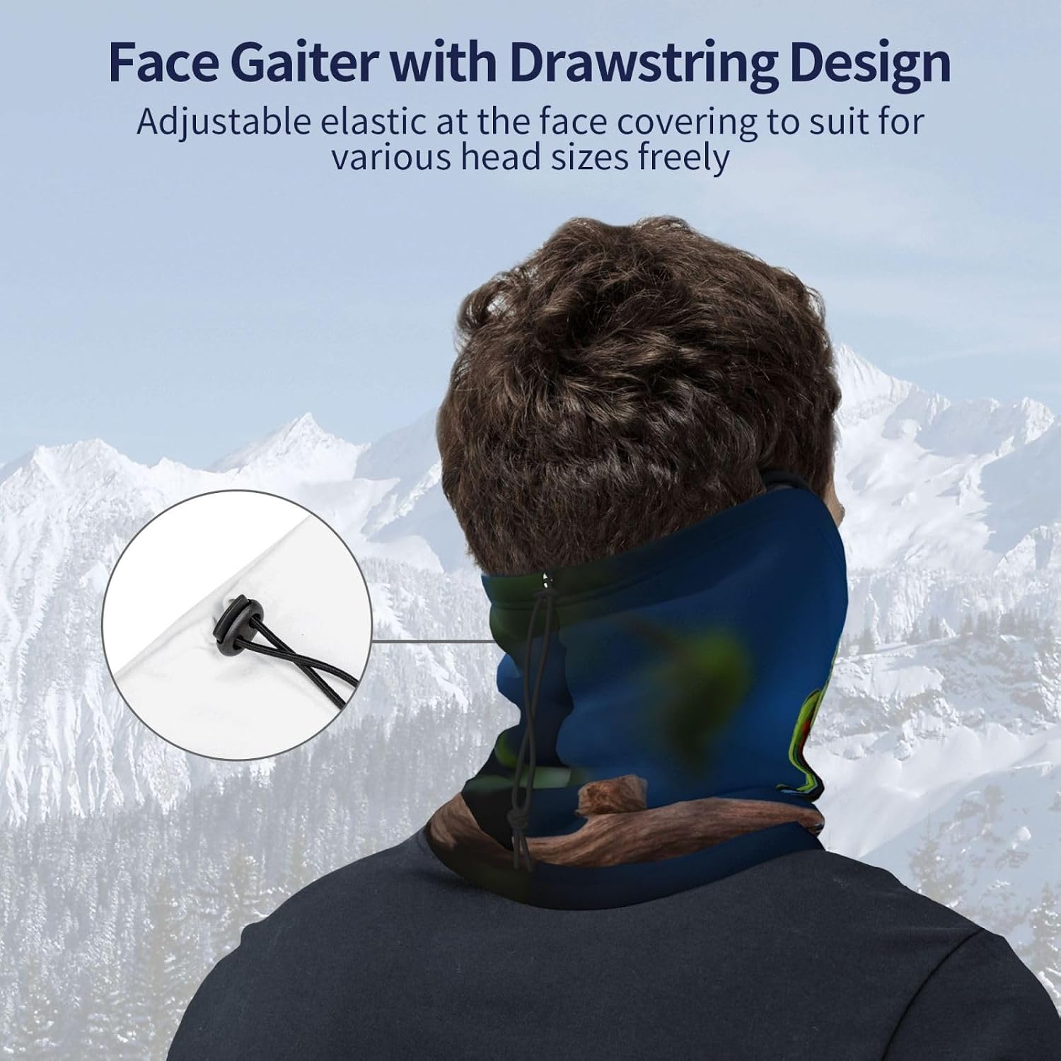 Neck Warmer Winter, Parrots Print For Cold Weather Winter Face Mask,Thick Warm Neck Gaiter Face Scarf,For Men Women Skiing Cycling - With Rope