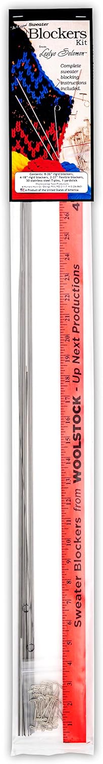 Leslye Solomon's Blocking Wires Bundle - Original Blockers Kit and (3) 60" Long Flex Blockers Kit. (8) - 36",(4)-18" Straight. (2) 27" Flex blockers, 60-T-pins, neon Yardstick & Blocking Directions