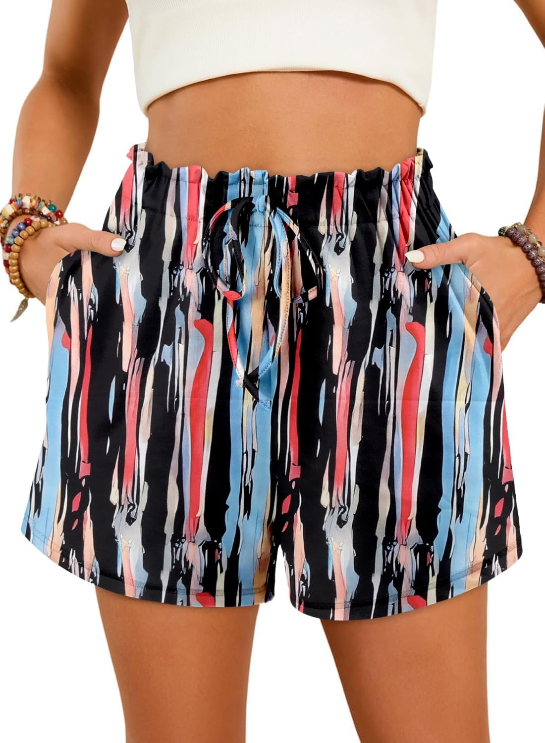 Angerella Womens Shorts with Pockets Summer Casual Shorts for Women Comfy Elastic Waist Lightweight Short Pants - Image 4