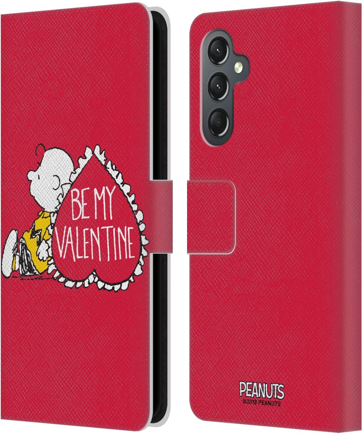 Head Case Designs Officially Licensed Peanuts Charlie Brown Valentine Sealed with A Kiss Leather Wallet Case Compatible with Samsung Galaxy A25 5G