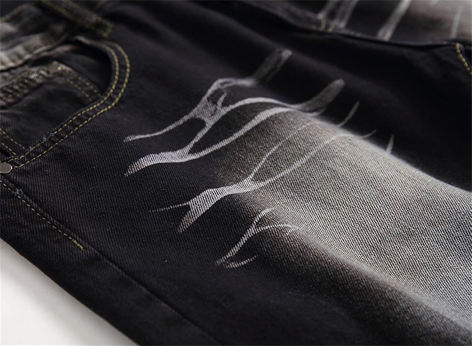 DGHM-JLMY Men's Fashion Tight-Fitting Black Jeans Stretchy Tapered Leg Denim Pants Biker Jeans Straight Moto Denim Pants