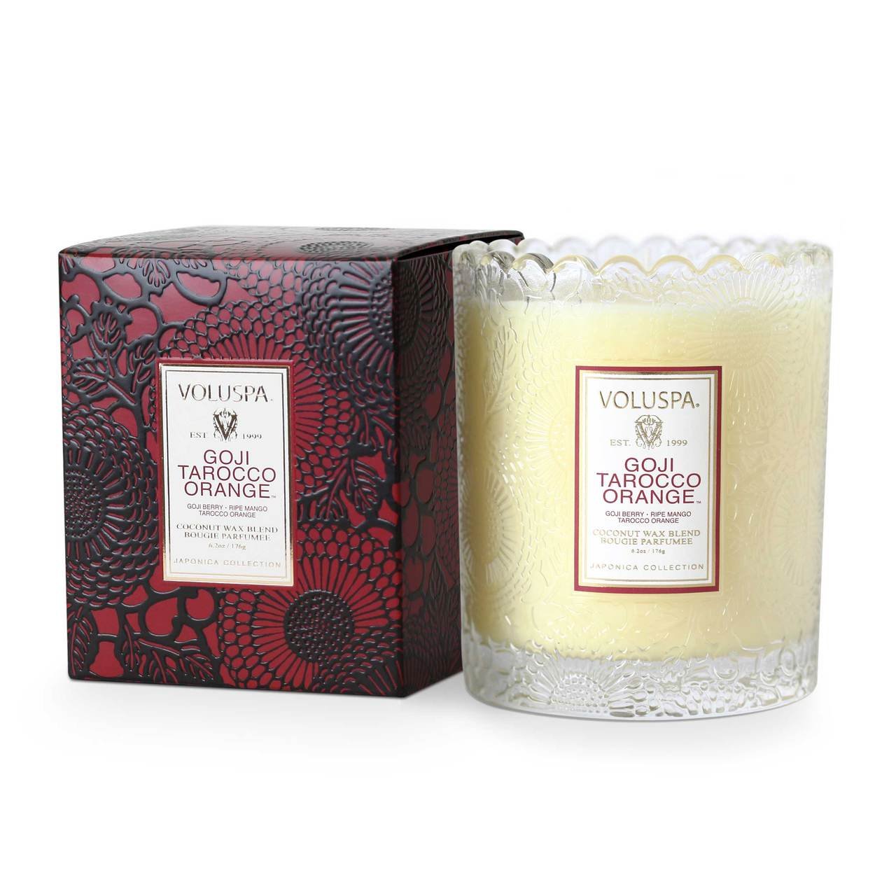 Voluspa Goji Tarocco Orange Glass Scalloped Edge Candle 6.2 oz