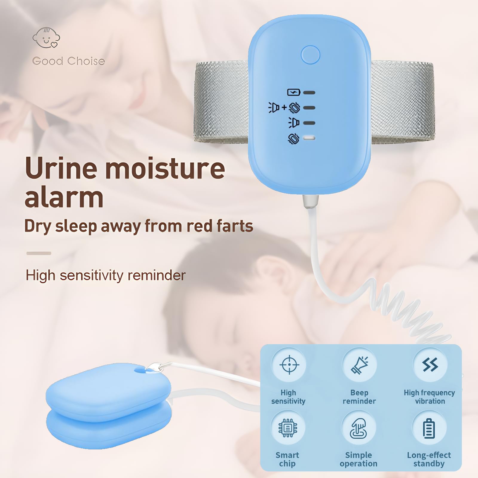 Amazon.com: Nightguard Bed wetting Alarm for Boys/Girls with Vibrating Pad  and Loud Sound,Bedwetting Alarm System, USB Rechargeable, 3 Reminder Modes  for Older, Adults (Blue) : Health & Household