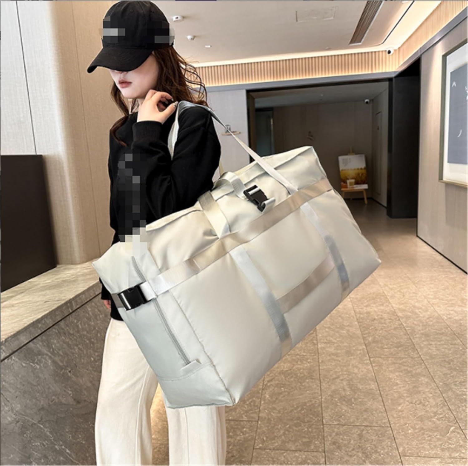 Storage Bag for Clothes Bedding Foldable Storage Bag with Handles for Storing Bedding Clothes Blankets Storage Container(G,60cm)