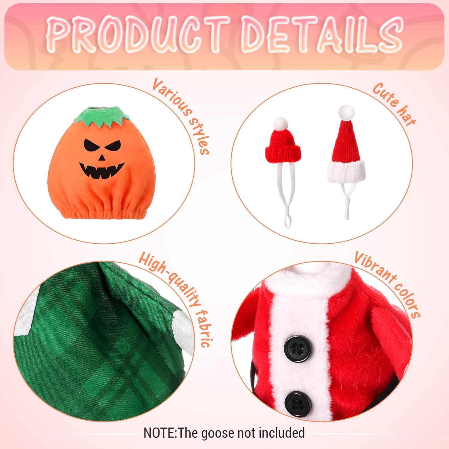 8 Set 7 Inch Desk Goose Outfits Easter St. Patrick Mini Desktop Goose Outfit All Season Magnetic Geese Statue Clothes for Spring Holiday Summer Gifts Office Home Cute Table Decor(Stylish)