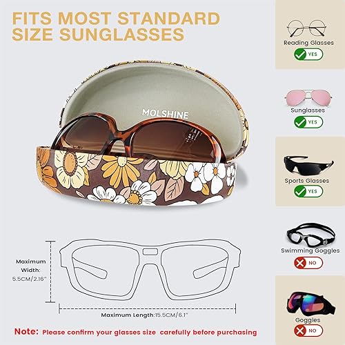 Miniatura 3 de molshine Estuche rígido para lentes de sol, estuche grande para lentes de sol de gran tamaño para mujeres y hombres