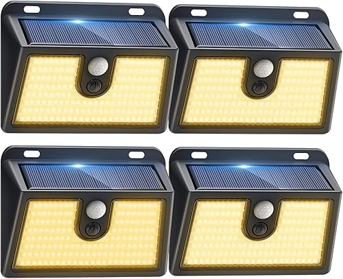 Miniatura 16 de Paquete de 6 luces solares con sensor de movimiento para exteriores, luces solares súper brillantes impermeables, 3 modos de iluminación, luz de