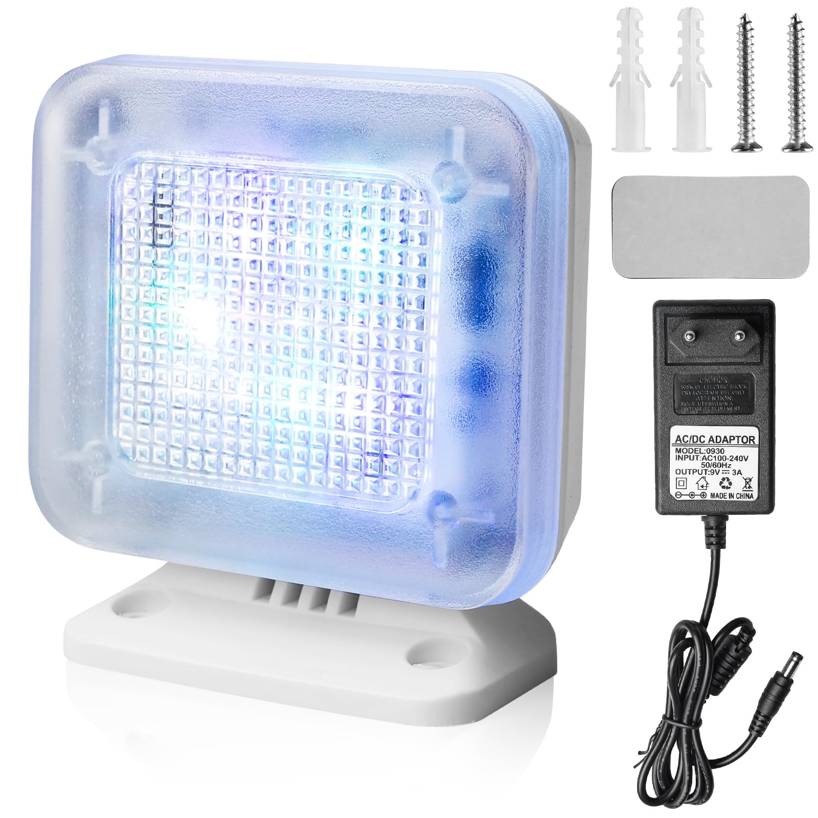 GOMETY Symulator TV z 12 diodami LED i 3 programami do wyboru, Dummy TV symulator TV, wydajna energetycznie atrapa telewizyjna z programatorem czasowym, w komplecie z adapterem sieciowym, do