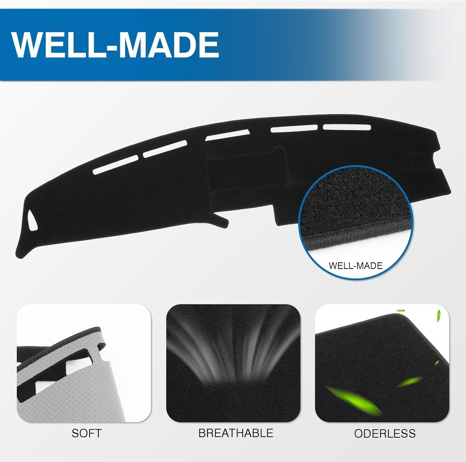 KUST Black Dash Cover for Ford F-150 & Bronco 1992-1996, F-250 & F-350 1992-1997 Polyester Dashboard Cover Non-Slip Interior Accessories for F-Series Custom Fit Dashboard Mat Sunshade No Glare