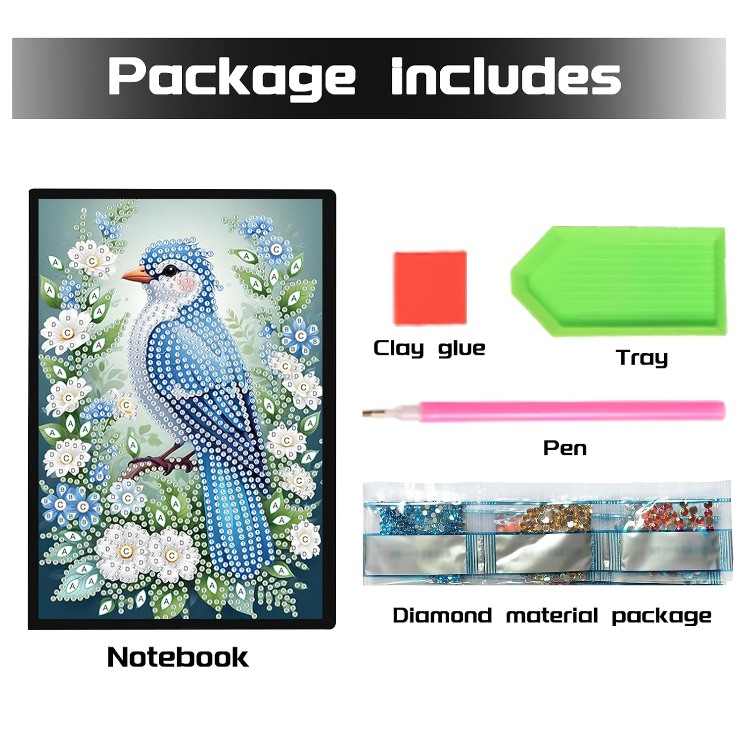 DCIDBEI Diamond Painting Notebook Blank Diamond Painting Notebooks A5 Diamond Art Journals Diamonds Secret Diary Sketchbook Bird Flowers Adult Gift Notebook Sketchbook image 4