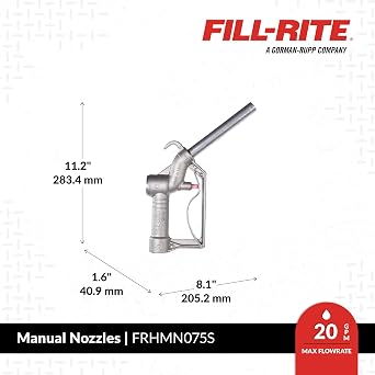 Fill-Rite FRHMN075S 3/4 Up to 20 GPM (75 LPM) Manual Nozzle with Hook
