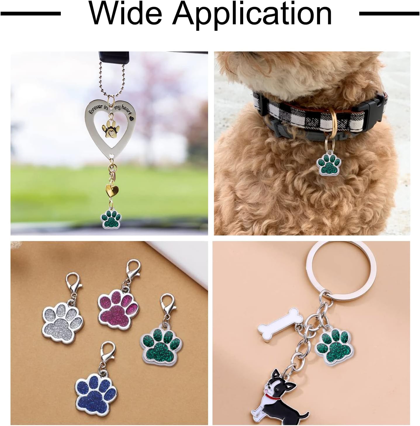 Elecrelive 30Pcs Animal Paw Print Charms Dog Footprint Pendants Glitter Enamel Charms Cat Puppy Paw Pendants for DIY Jewelry Making Necklace Bracelet (Dark Green) - Image 3