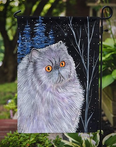 Miniatura 3 de Caroline's Treasures SS8402GF - Bandera de jardín persa con diseño de gato de noche estrellada, bandera decorativa para patio exterior, patio,