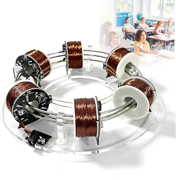 Electromagnetic Coil Accelerator, 6 Sets of Coil Perpetual Motion Model, Physics Teaching Experiment Model for Classroom Teaching & Desk Toy