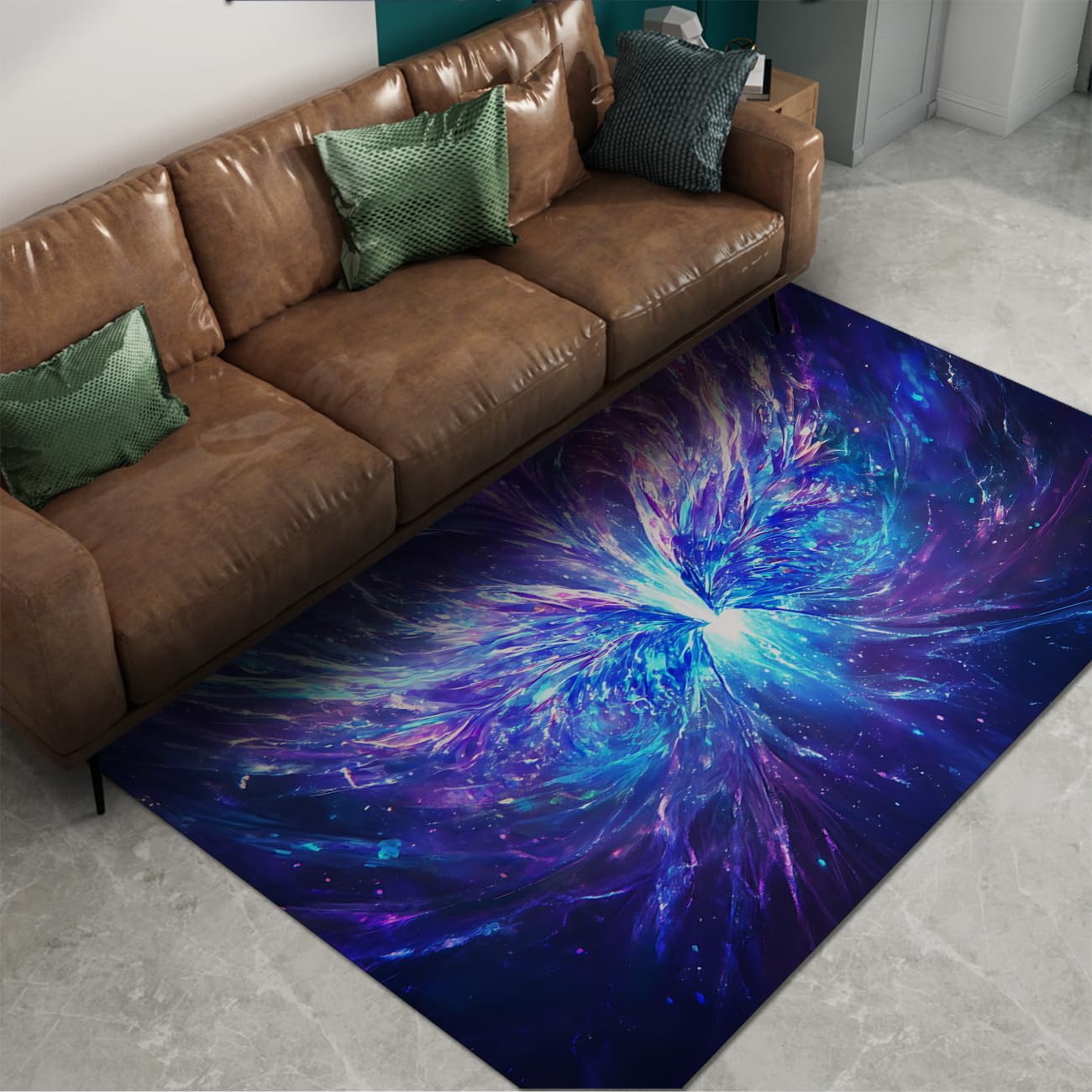 Futurystyczny dywan o tematyce fantasy, abstrakcyjny wzór feniksa, nadaje się do prania, niskie runo, duży dywan do salonu, do holu, mieszkania, 120 x 200 cm