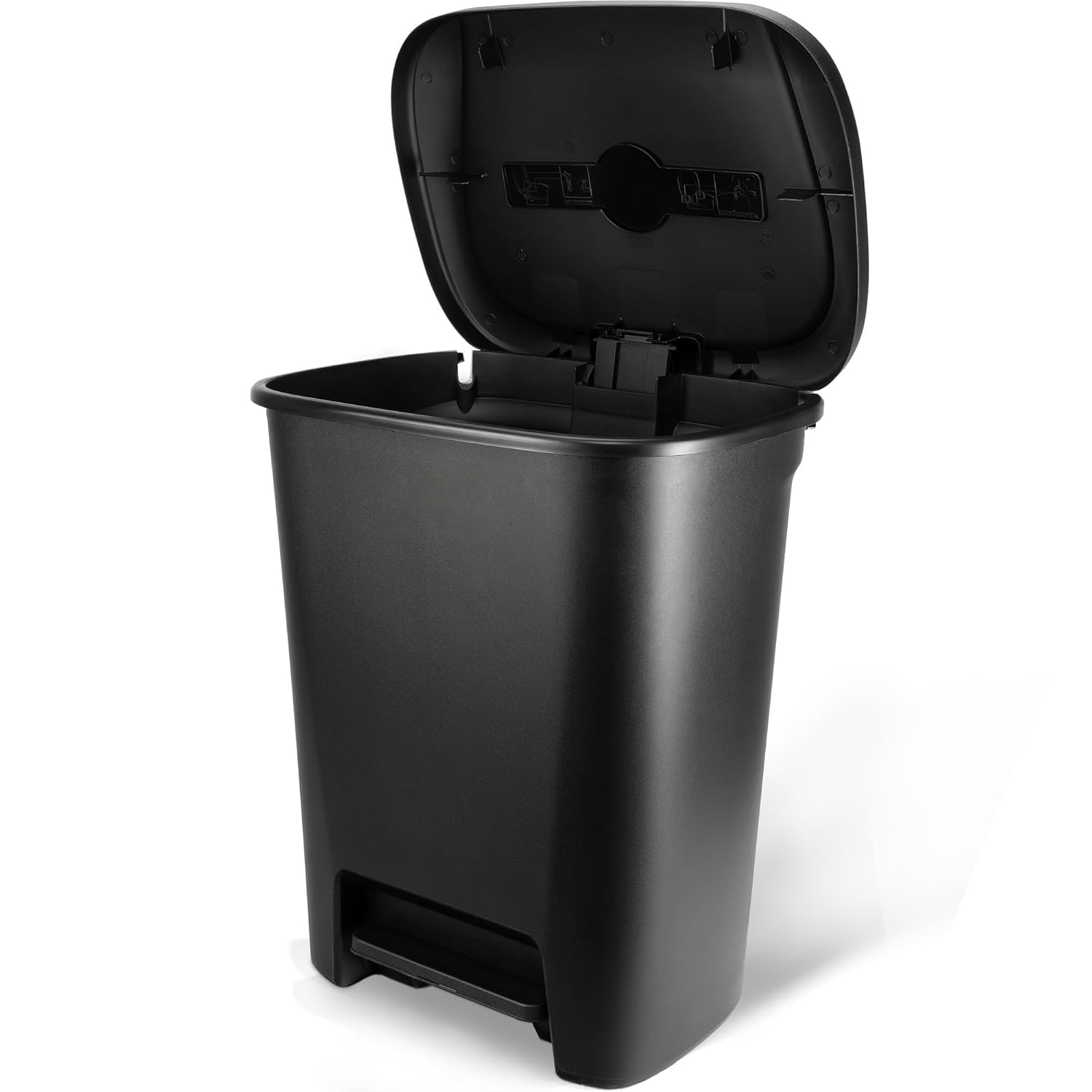 20.1 Gallon Kitchen Trash Can, Large Plastic Step Garbage Can with Foot Pedal Lid, Black Durable Garbage Bin for Kitchen, Bedroom, Living Room, Office, Dormitory