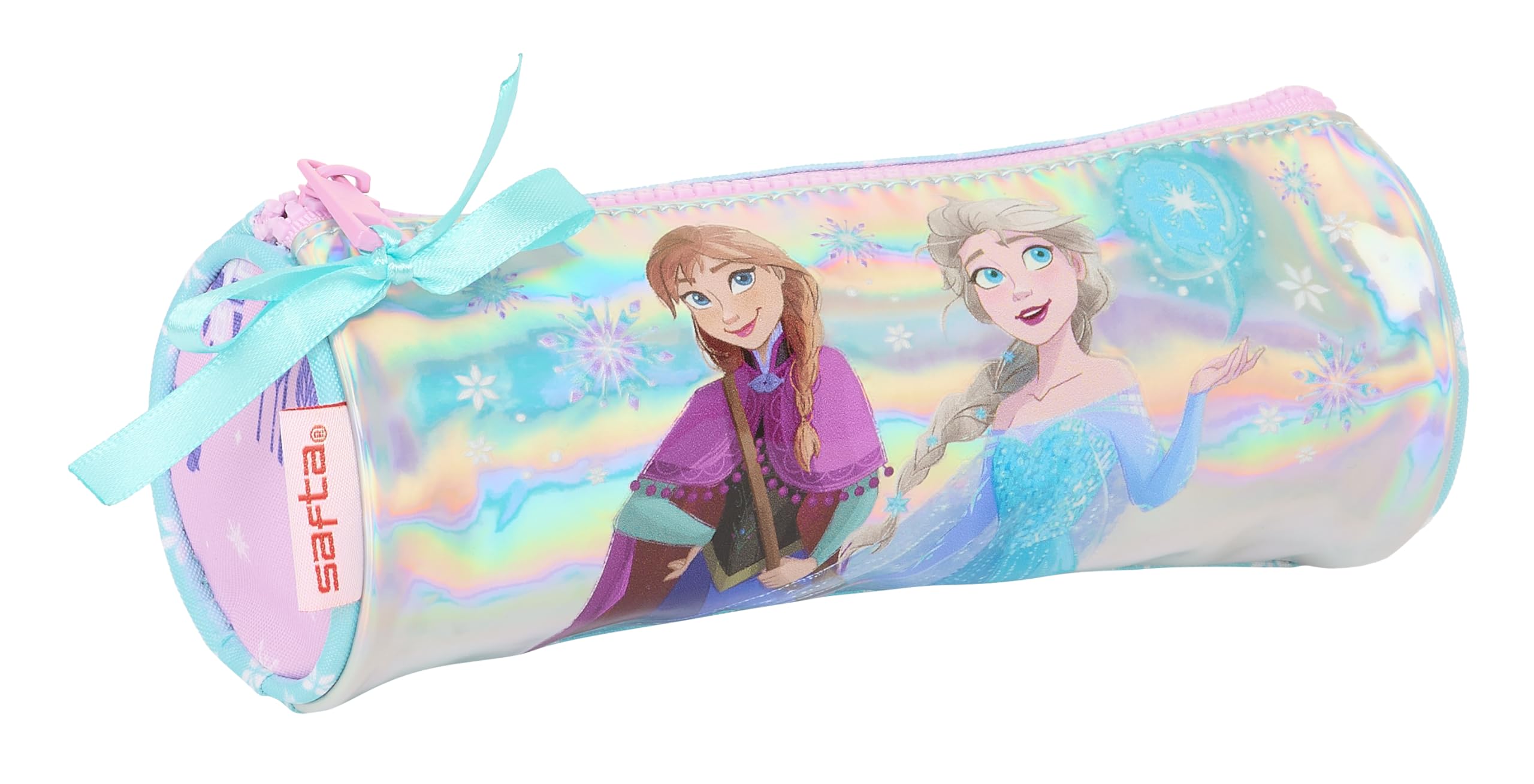 Safta Frozen Cool Days - Estuche Redondo Escolar, Estuche Infantil, Estuche Niño, Ideal para Niños de 5 a 14 Años, Cómodo y Versátil, Calidad y Resistencia, 20x7 cm, Color Violeta/Celeste