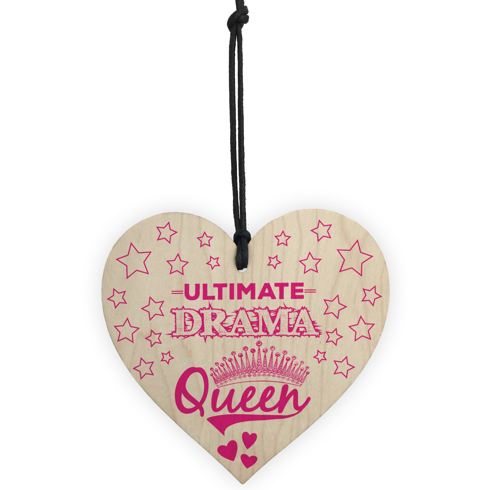 Red Ocean Ultimate Drama Queen Novelty Wooden Hanging Heart Plaque Friendship Gift Sign q