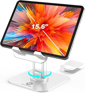 OCYCLONE iPad Stand, 360 Rotating iPad Tablet Stand Holder for Desk, White
