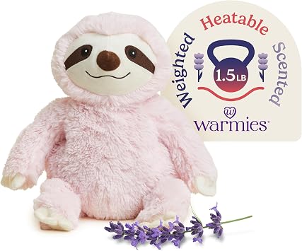 warmies Microwavable & Weighted Stuffed Animals, Pink Sloth - Heated Stuffed Animal Plushie for Warmth & Comfort - Cute Soft Plush Toys for Adults & Children Boys, Girls, Babies & Toddlers
