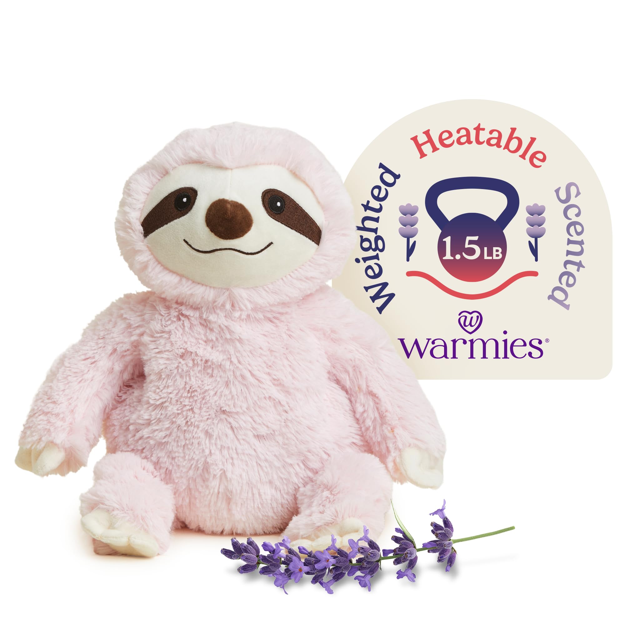 warmies Microwavable & Weighted Stuffed Animals, Pink Sloth - Heated Stuffed Animal Plushie for Warmth & Comfort - Cute Soft Plush Toys for Adults & Children (Boys, Girls, Babies & Toddlers)