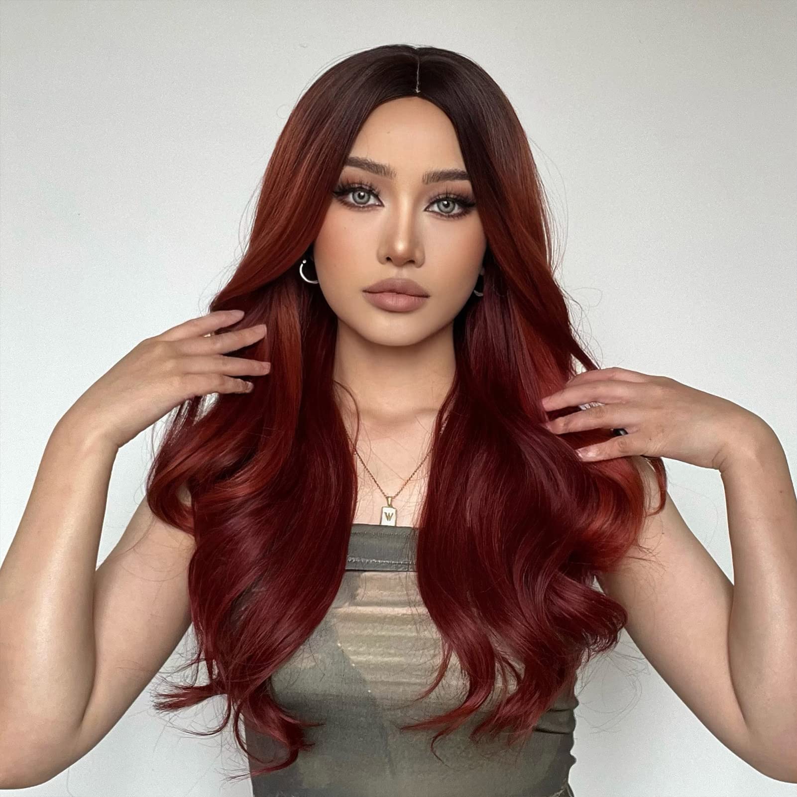 Amazon.com : Happy Cherry Red Curly Wig Human Hair Wigs for 