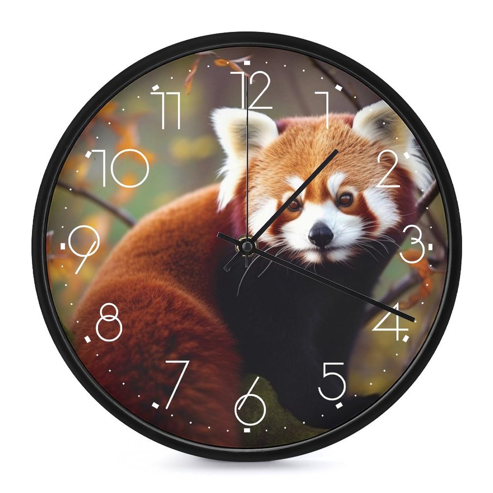 Horloge murale panda rouge vintage ronde silencieuse pour rompre le bruit
