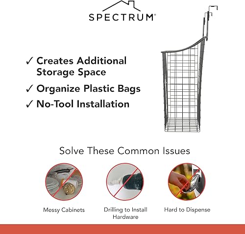 Miniatura 3 de Spectrum Diversified Canasta de alambre para basura con soporte de plástico para almacenamiento y organización en la cocina, organizador para debajo