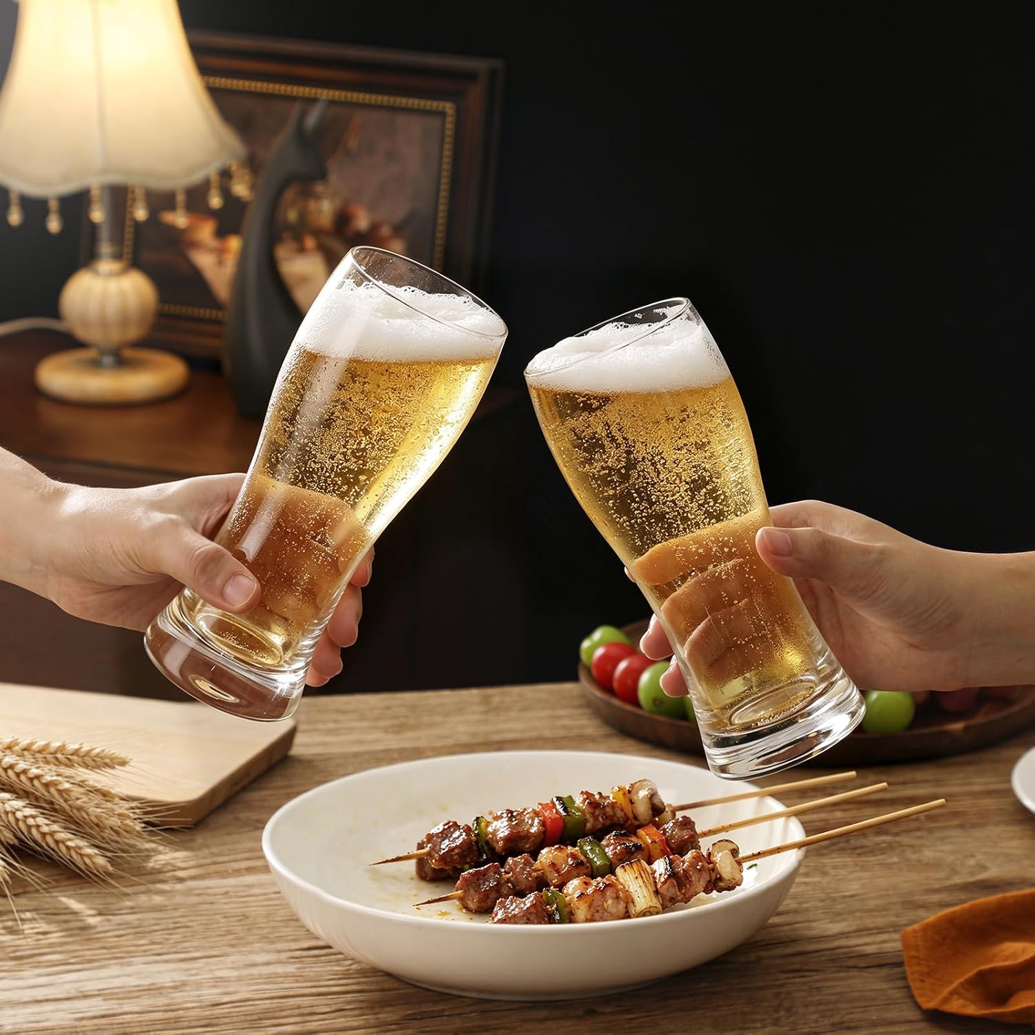 Beer Glasses Set of 4,16.7oz Pint Beer Glasses，Beer Glasses for Freezer,Pilsner Beer Glasses（494ml）