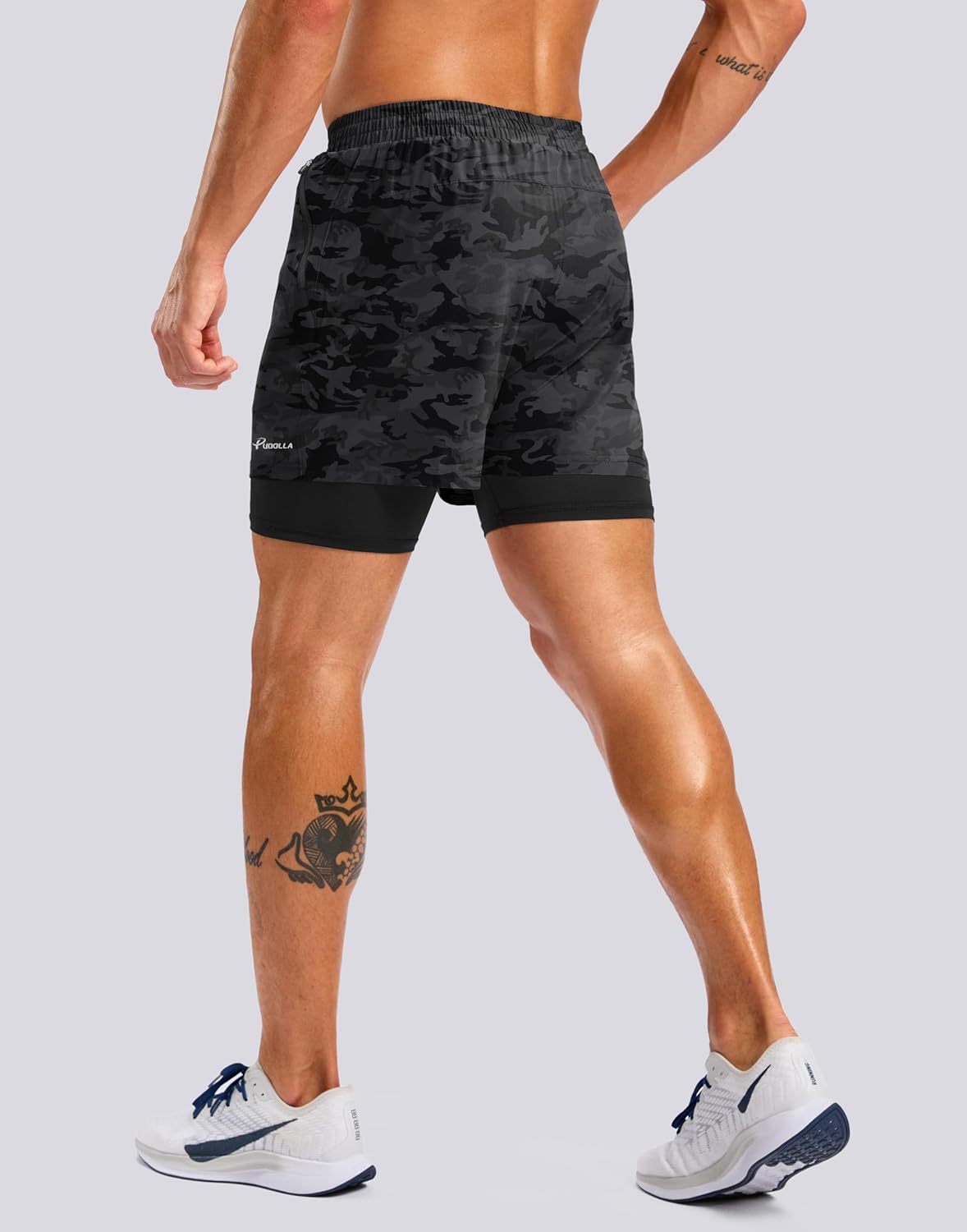Pudolla Men's 7" Running Shorts with Zipper Pockets Quick Dry 2 in 1 Workout Gym Shorts with Liner for Tennis Yoga Training - Image 3