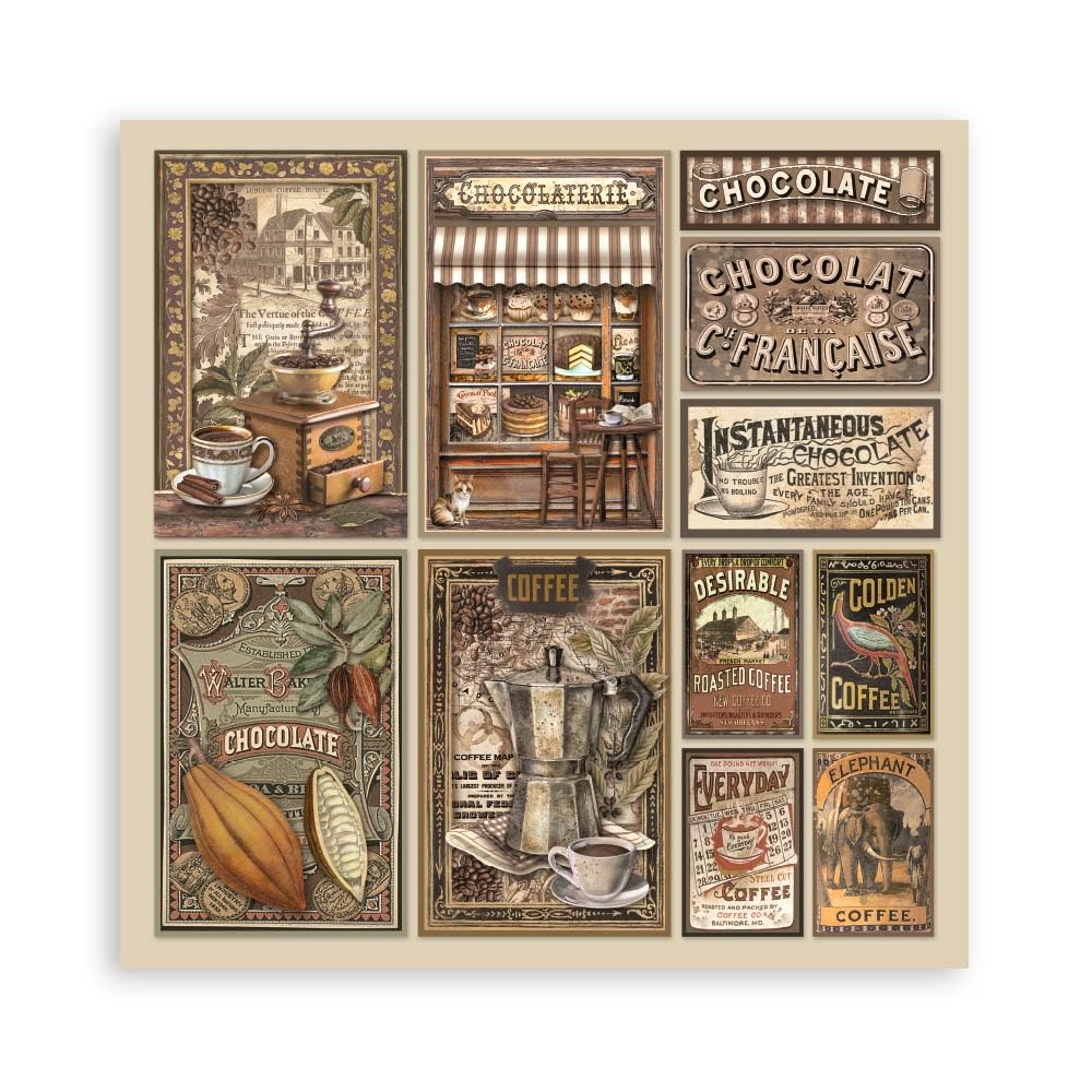 Scrapbooking Pad 22 hojas cm 20,3 x 20,3 (8 pulgadas x 8 pulgadas) Single Face Coffee and Chocolate