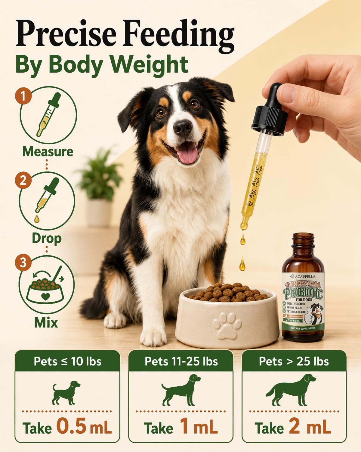 ACAPPELLA Liquid Turkey Tail Probiotic for Dogs Organic Turkey Tail Mushroom for Dogs - 60mL image 3