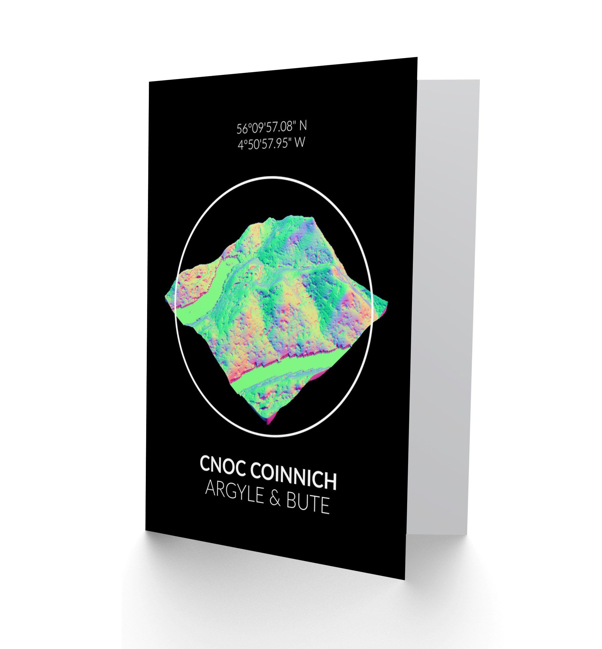 Wee Blue CooCnoc Coinnich Mountain Topography Scotland Greetings Card