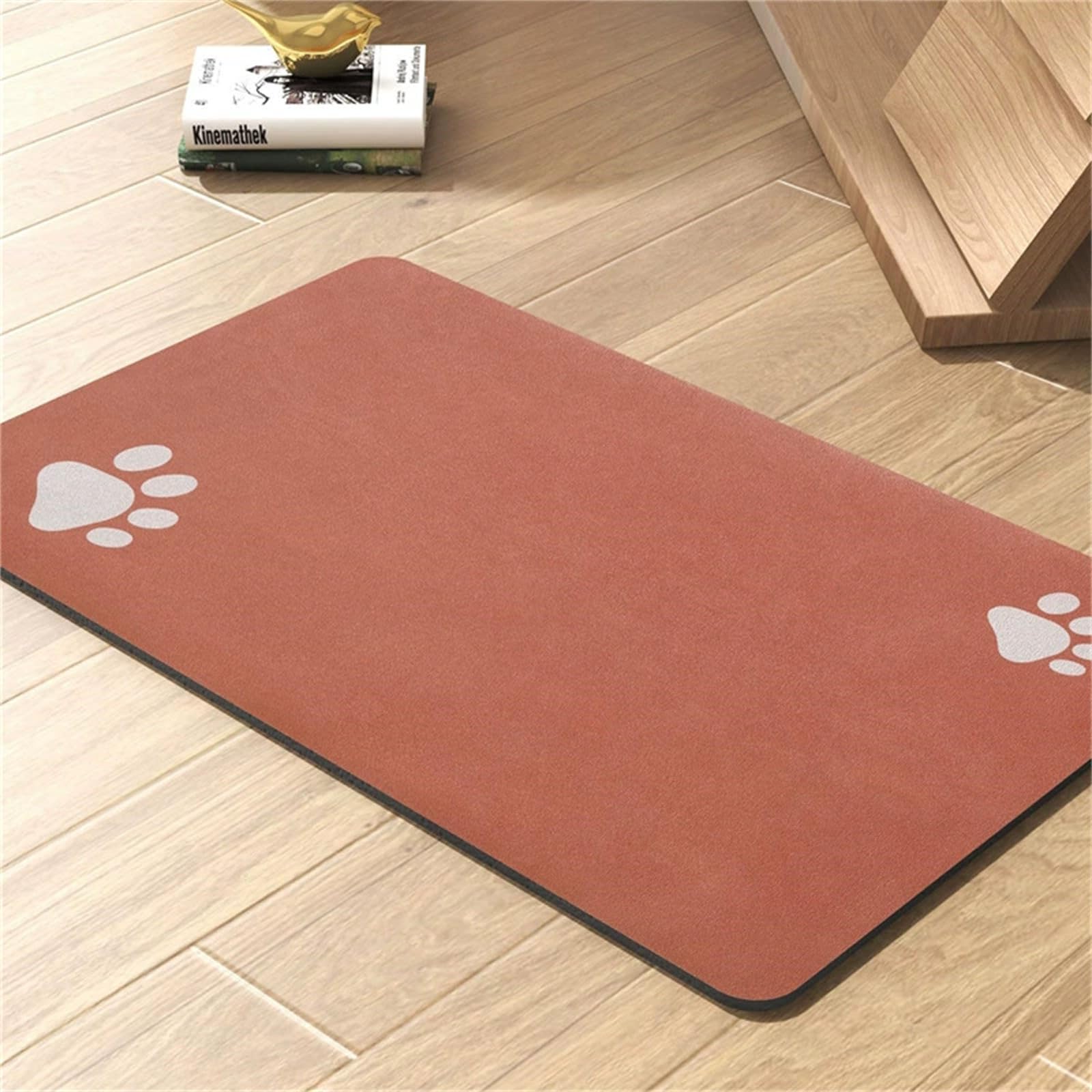 DOTBUY-SHOP Absorbent Pet Feeding Mat for Dog Cat, Solid Color Quick Dry Pet Food Bowl Mats with Non Slip Rubber Bottom Diatomite Durable Dog Placemat Washable Cat Food Pad (Orange,30x40cm)