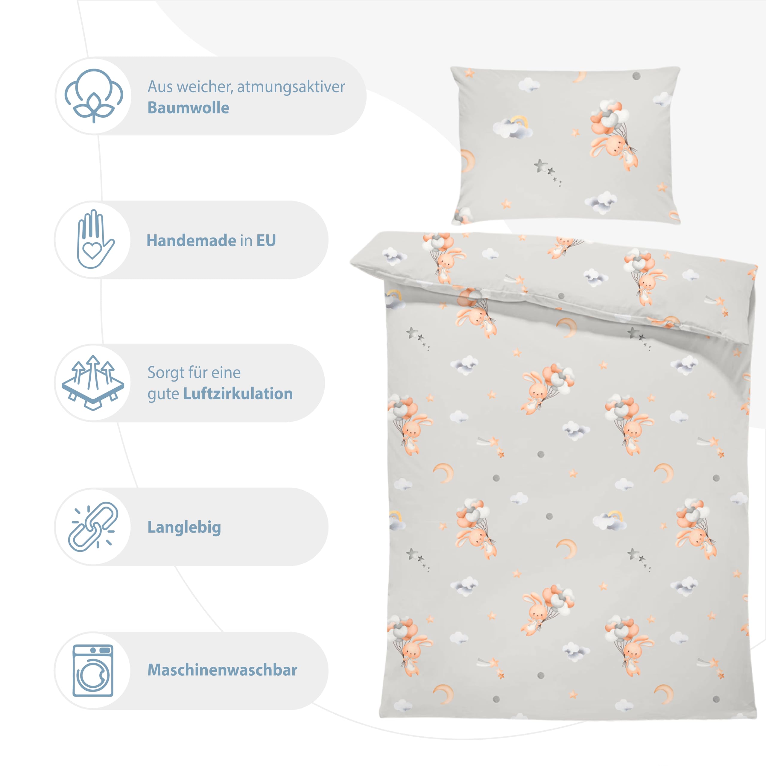 Totsy Baby Copripiumino lettino neonato x cm - Cotone parure di copripiumini bambino e bambina per culla Set lenzuolo per piumino x cm con federe 60 x 40 cm Oeko-Tex