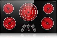 Vista 8 de Karinear Estufa eléctrica de 2 quemadores de 12 pulgadas, estufa eléctrica incorporada de 220 V - 240 V con indicador de calor residual, control