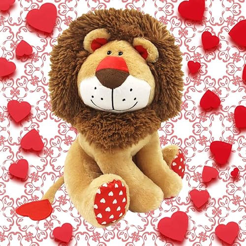 Miniatura 4 de Peluche de león de amor, juguete de peluche de león rey con cola en forma de corazón de melena para niños, niñas, bebés, parejas, amantes, regalo de