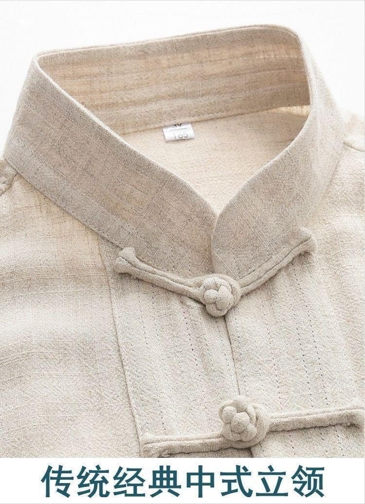 Men's Cotton Linen Vintage Tang Suit Loose Zen Meditation Wear